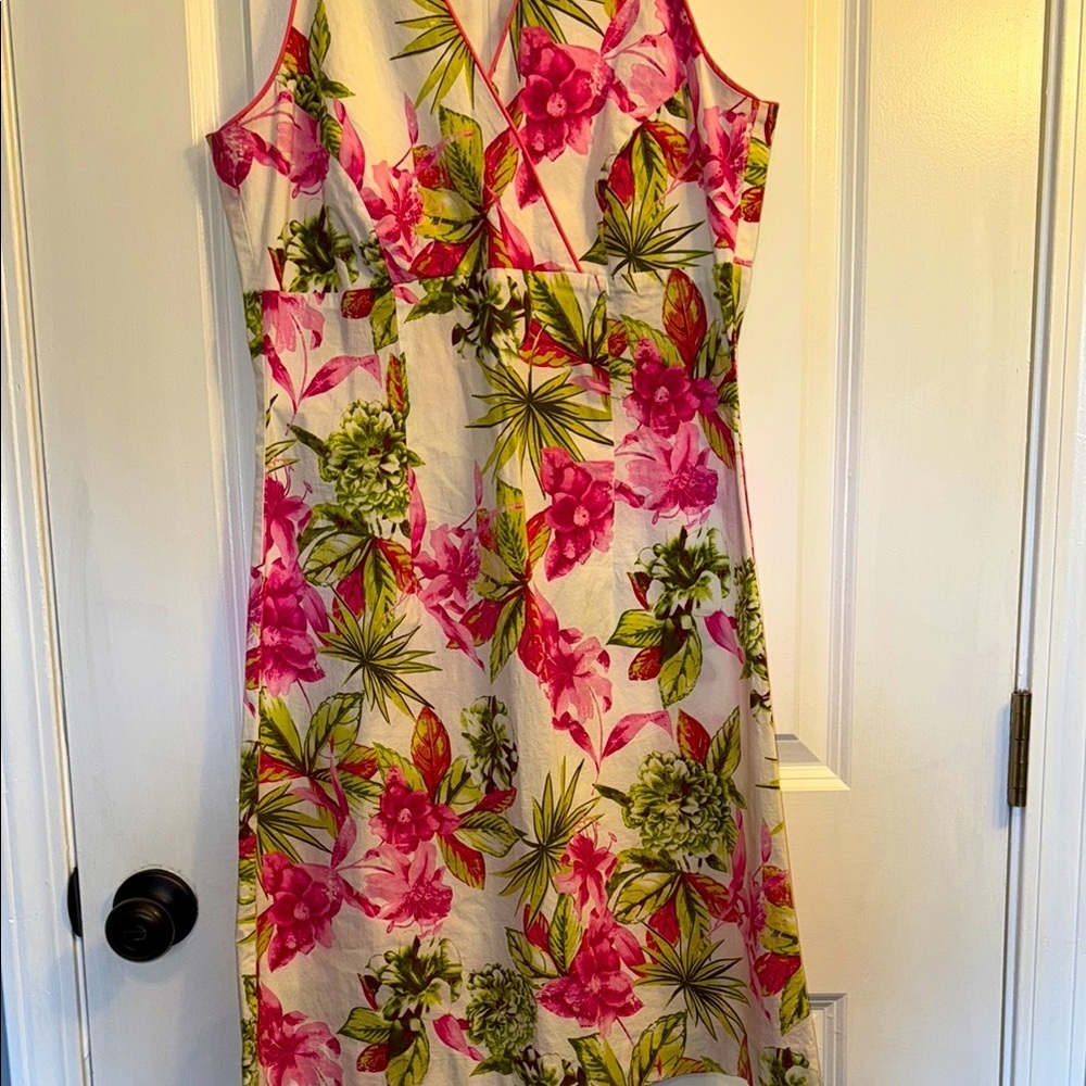 Floral Sleeveless Dress - Pink and Green